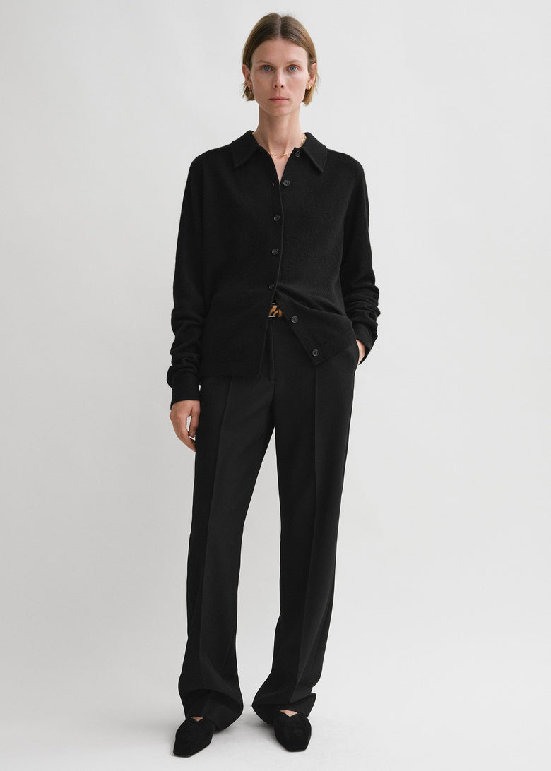 Raglan-sleeve cashmere cardigan black