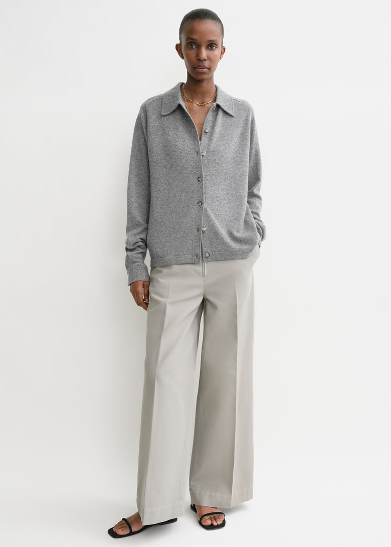 Raglan-sleeve cashmere cardigan grey melange