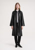 Raglan-sleeve leather coat black