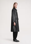Raglan-sleeve leather coat black