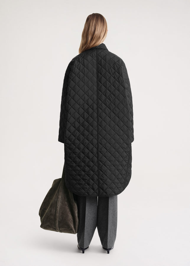 Quilted cocoon coat black