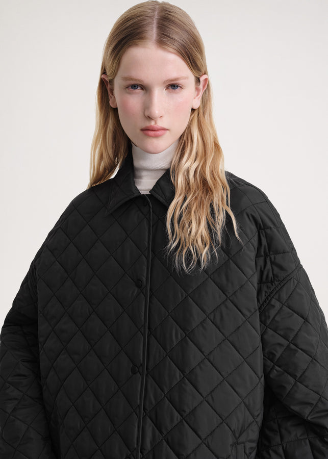 Quilted cocoon coat black