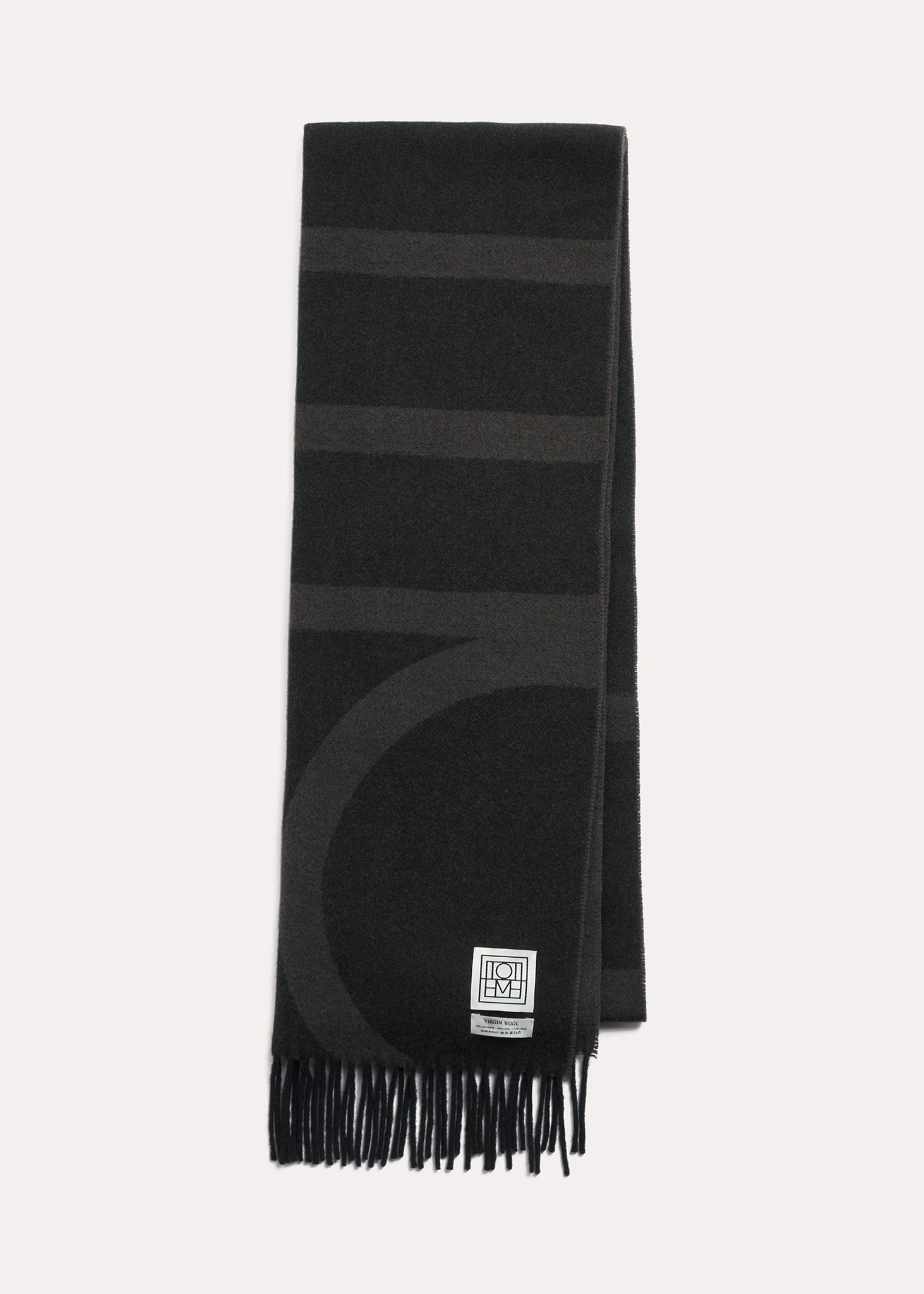 Monogram jacquard wool scarf charcoal melange