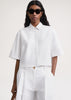 Cropped cotton-poplin shirt white