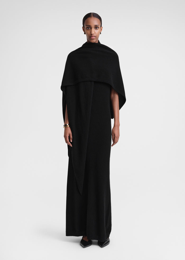 Cashmere shawl dress black