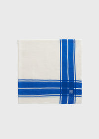 Wool silk blanket scarf blue/ecru