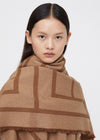 Monogram wool cashmere scarf camel