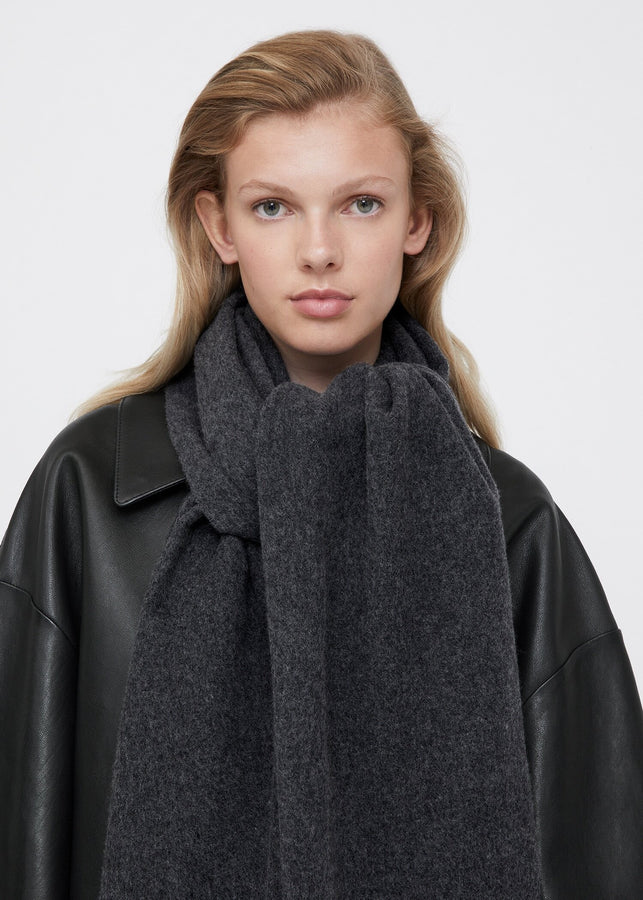 Classic wool scarf dark grey mélange