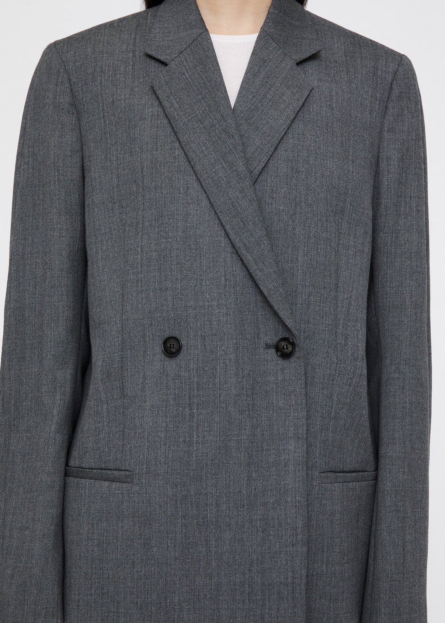 Double-breasted vent blazer grey mélange – TOTEME