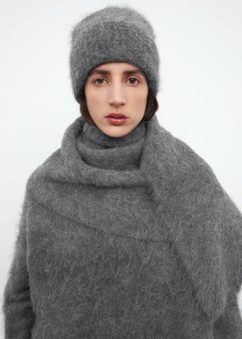 Alpaca knit beanie dark grey mélange – TOTEME