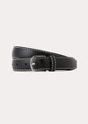 Slim trouser leather belt black grain