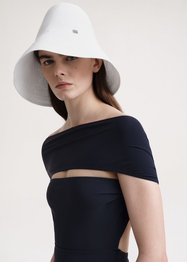 Woven paper straw hat white
