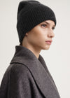 Wool cashmere knit beanie dark grey mélange