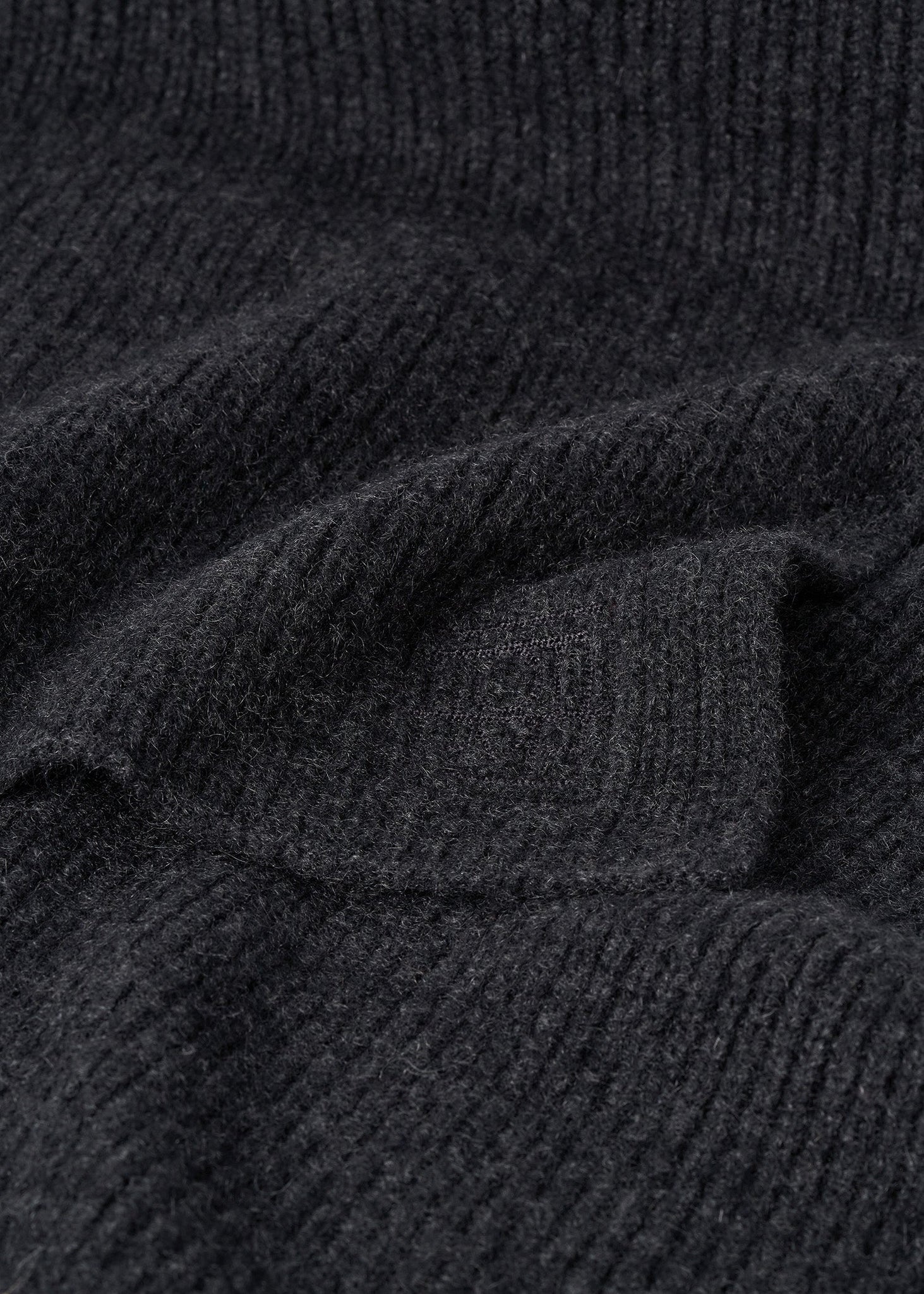 Embroidered monogram wool cashmere scarf dark grey mélange