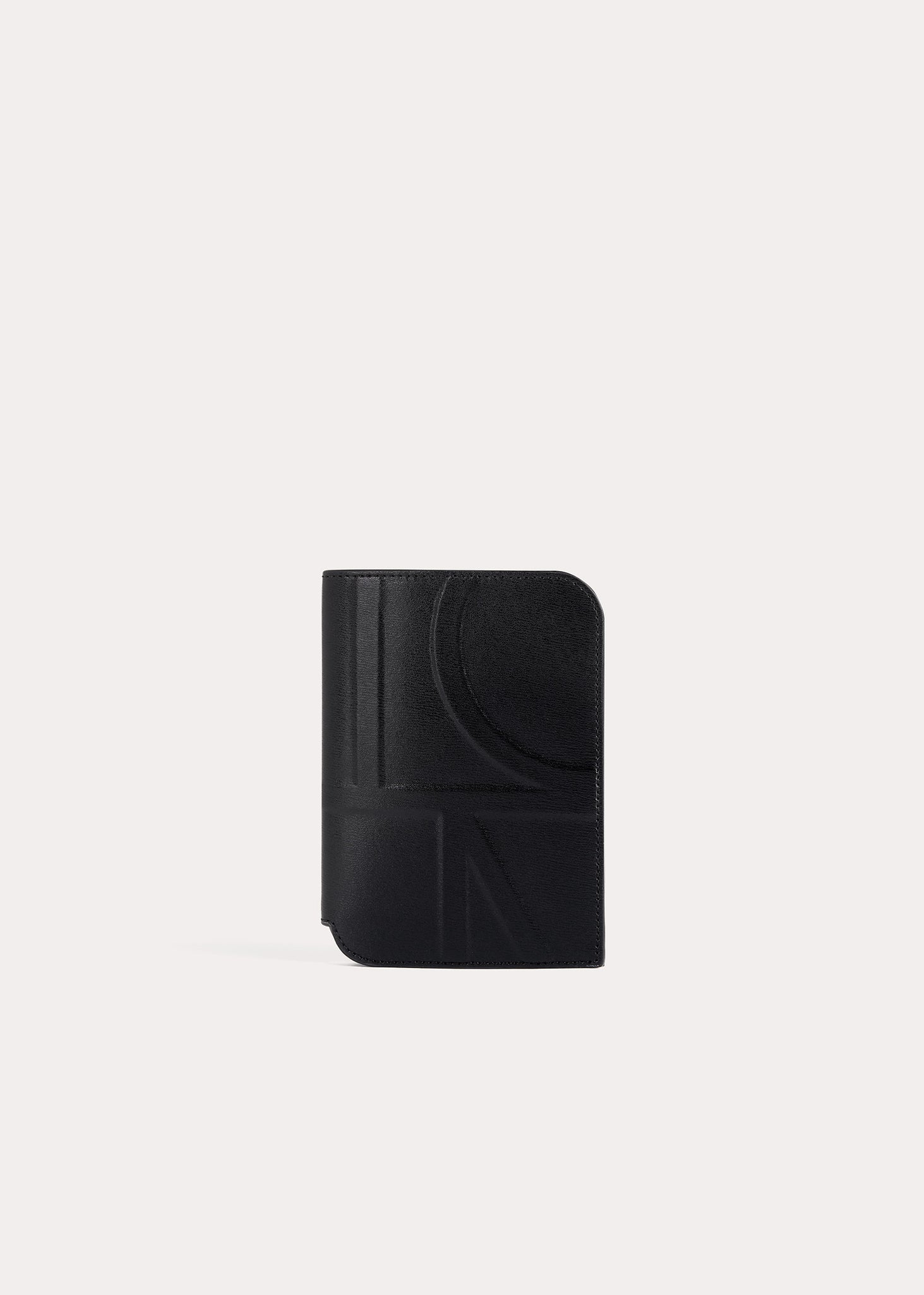 Monogram leather passport holder black