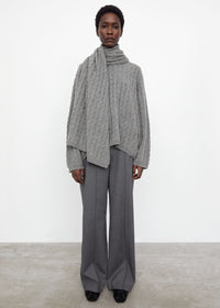 Cable knit cashmere scarf grey mélange