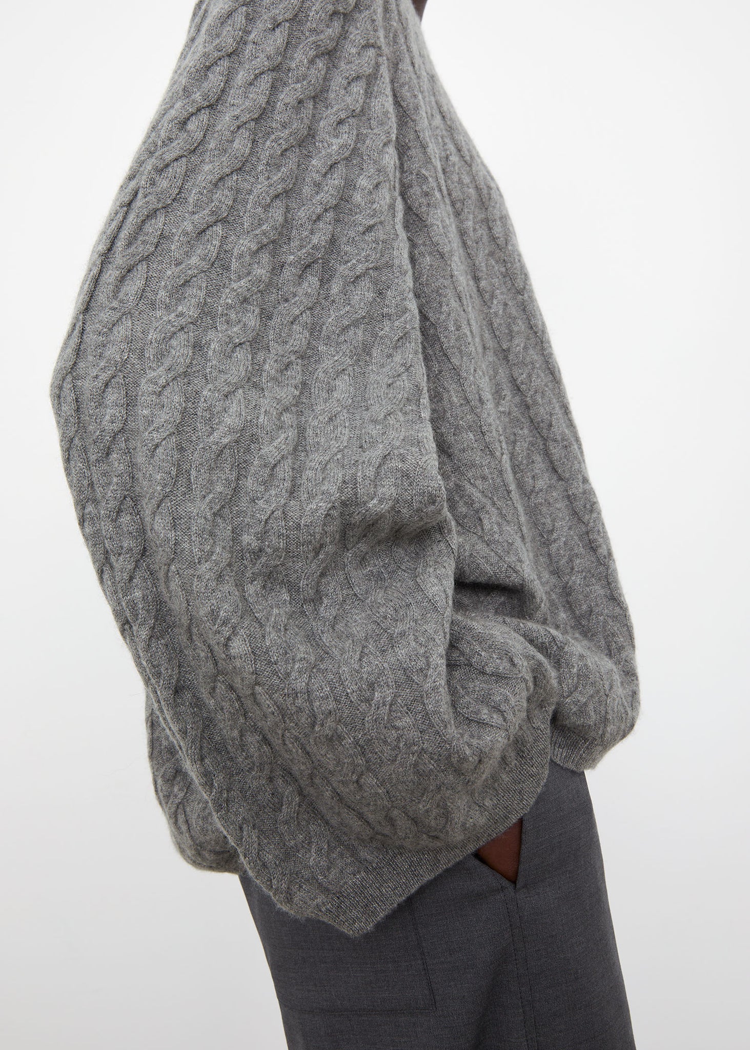 Cashmere cable knit grey mélange