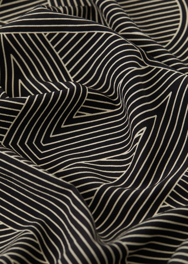 Striped monogram silk scarf black