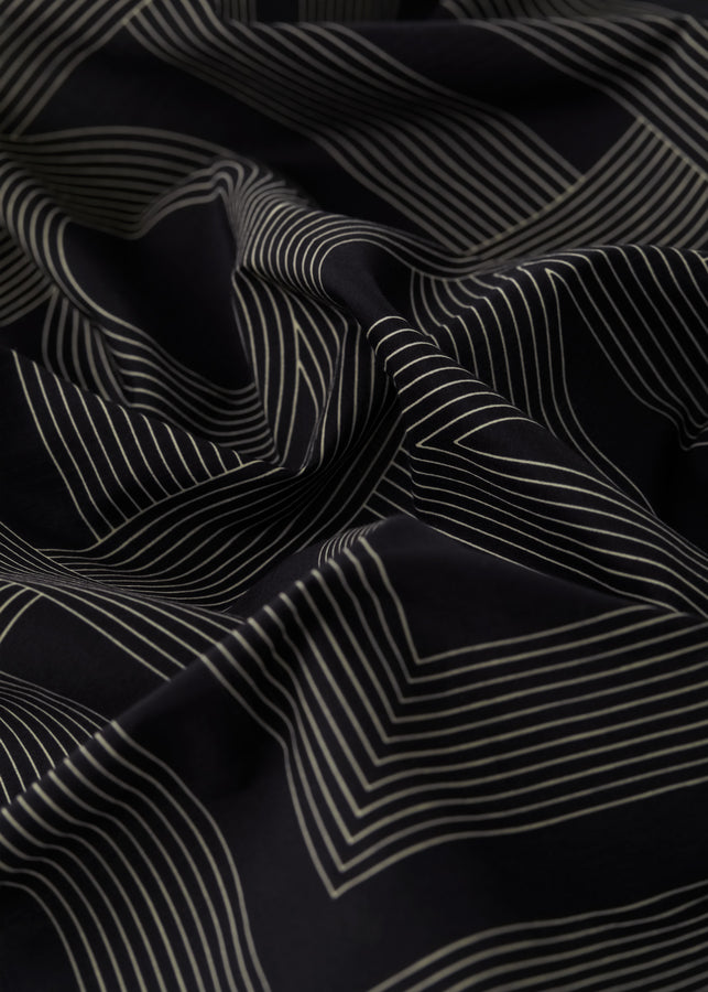 Striped monogram cotton silk scarf black